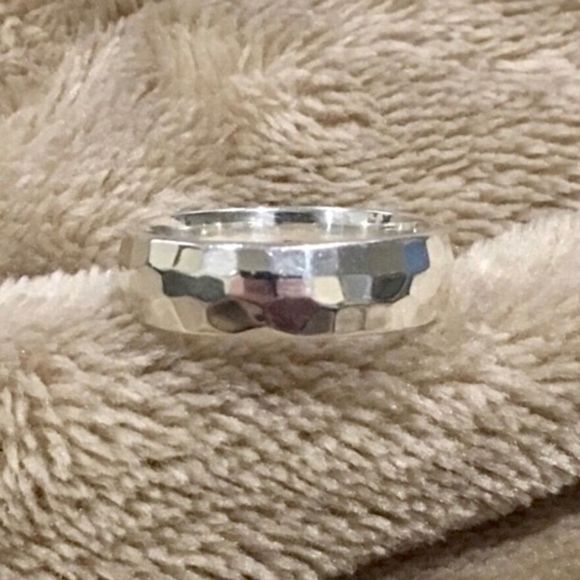 Hammered Finish Sterling Silver 925 Single Band Ring Sz 7 - Picture 4 of 8